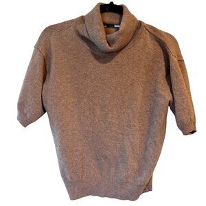 Ann Taylor Wool-Cashmere Short-Sleeve Turtleneck Sweater Sz Sm Beige